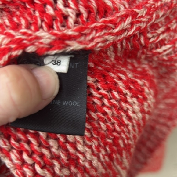 Isabel Marant Etoile Cable Knit Wool Sweater Red and Cream Italian Luxury Sz 38 - Picture 5 of 7